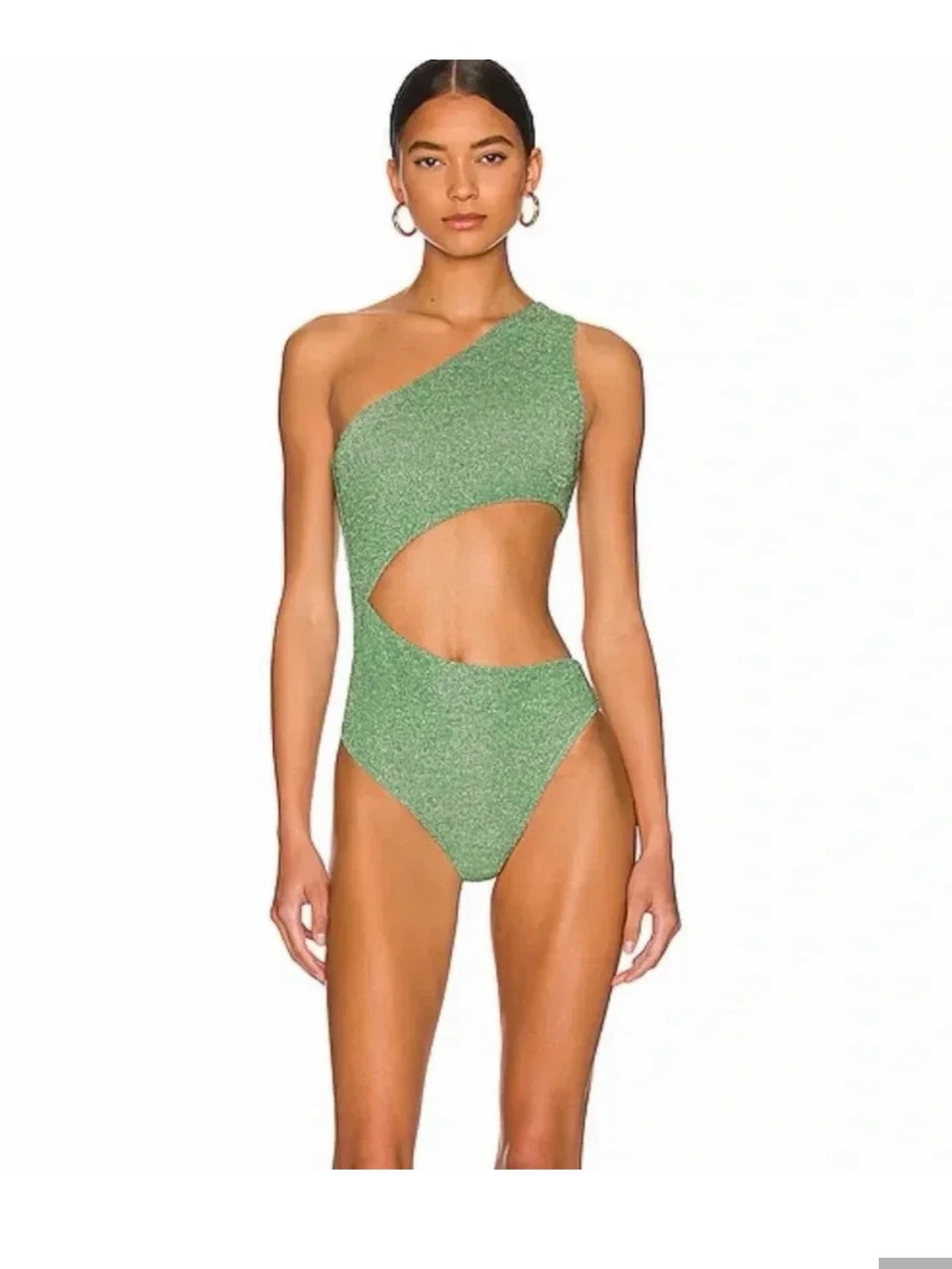 Beach Riot Celine Shine One-Piece Swimsuit Emerald Shine Green XS